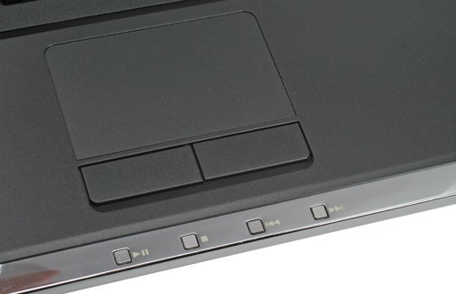 Close-up of Sony VAIO VGN-CR11Z/R laptop touchpad and buttons.