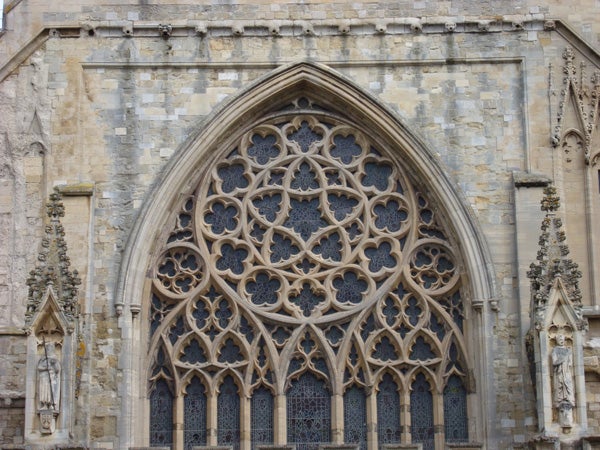 Detailed photo of a Gothic church window taken with Sony Cyber-shot.