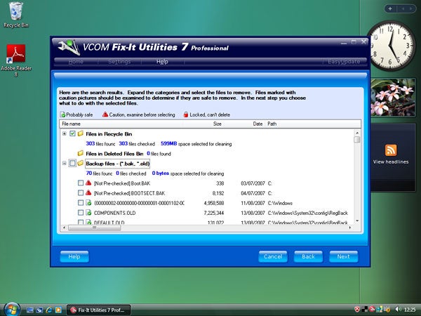 Screenshot of VCom Fix-It Utilities 7 Professional software interface.