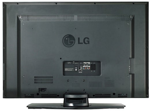 Rear view of LG 42LF66 LCD TV showing ports and stand