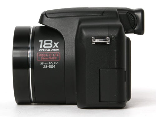 Panasonic Lumix DMC-FZ18 camera showcasing 18x optical zoom.