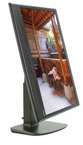 Iiyama ProLite B2403WS 24-inch LCD monitor in portrait orientation.