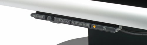 Close-up of NEC MultiSync LCD2470WNX monitor's control buttons.