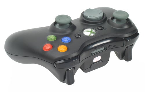 Microsoft Xbox 360 Elite black wireless controller.