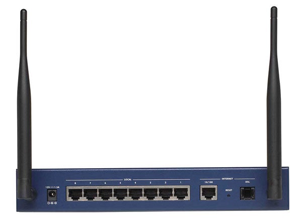 Netgear ProSafe DGFV338 router with antennas.