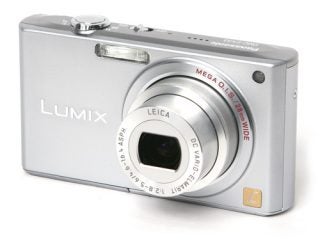 Panasonic Lumix DMC-FX33 digital camera on white background.