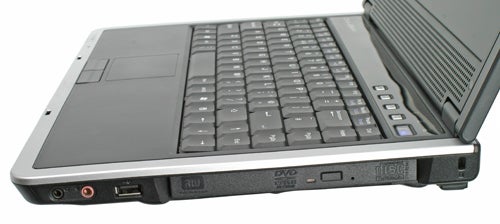 Zepto Znote 6224W laptop showing keyboard and side ports.