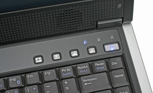 Close-up of Zepto Znote 6224W laptop keyboard and quick-launch buttons.