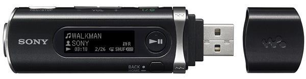 Sony Walkman NWD-B105 with USB connector detached.