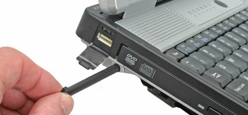 Close-up of Panasonic ToughBook CF-74 with stylus.