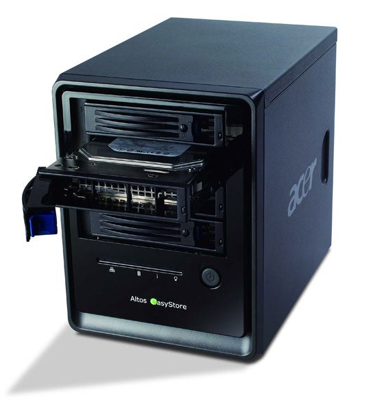 Acer Altos easyStore tower with open drive bay.