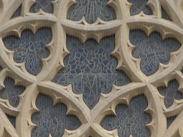 Detailed photo of gothic window tracery taken with Nikon CoolPix S50c.