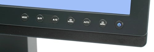 Close-up of Samsung SyncMaster XL20 monitor control buttons.