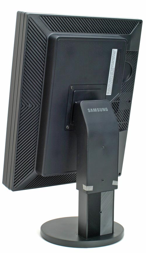 Rear view of Samsung SyncMaster XL20 monitor showing stand and ports.