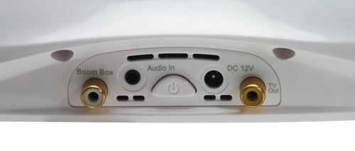 Close-up of TwinMOS Speaker's connectivity ports.