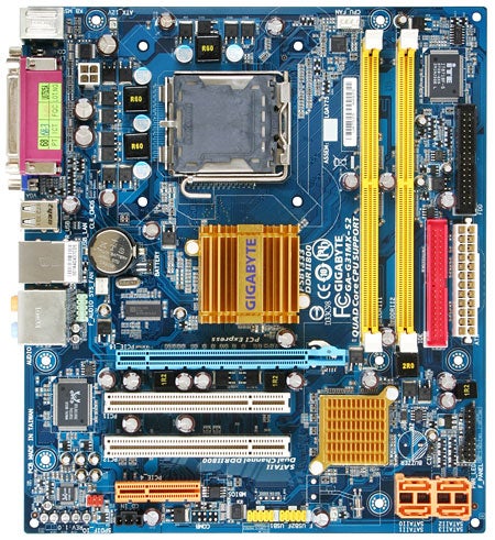 Gigabyte GA-G31MX-S2 Micro-ATX motherboard without components installed.