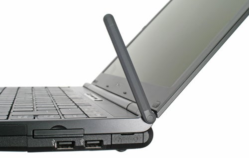 Side view of Sony VAIO VGN-SZ61VN with extended Wi-Fi antenna.
