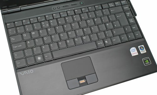 Sony VAIO VGN-SZ61VN laptop keyboard and touchpad close-up.