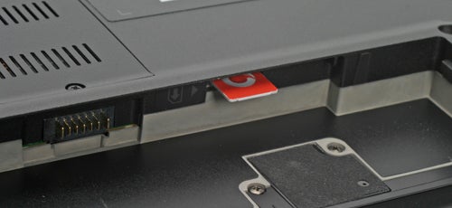 Close-up of Sony VAIO VGN-SZ61VN laptop docking connector.