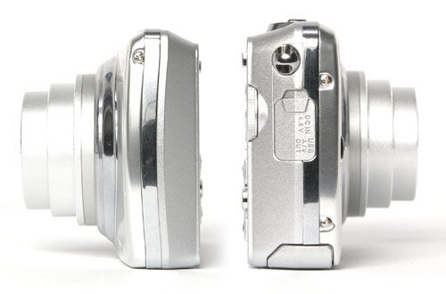 Olympus mju 760 camera from front and side views.