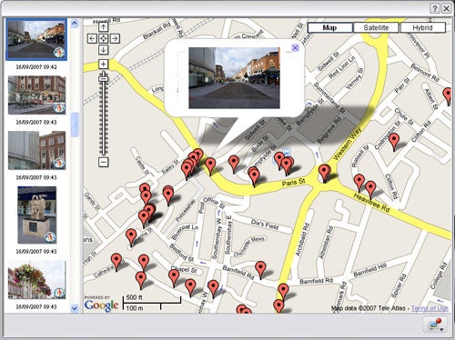 Screenshot of route tracking with Sony GPS Location Recorder.