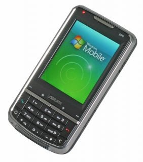 Asus P526 smartphone with Windows Mobile screen display.