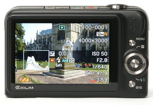 Casio Exilim EX-Z1200 camera displaying photo on screen.