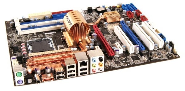 Foxconn Mars motherboard with copper cooling and multiple ports.