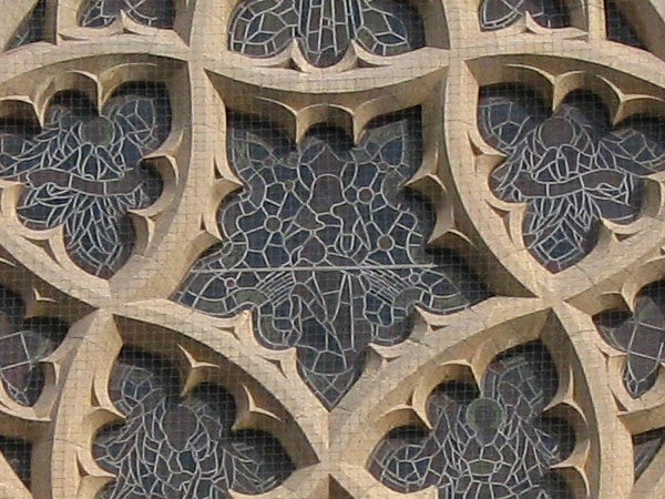 Detailed stonework of gothic architecture.