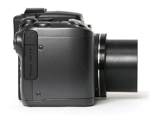 Canon PowerShot S5 IS camera from side angle
