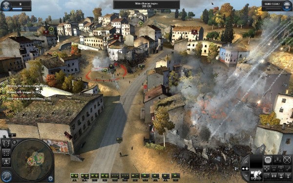 Screenshot of World in Conflict gameplay showing battle scene.