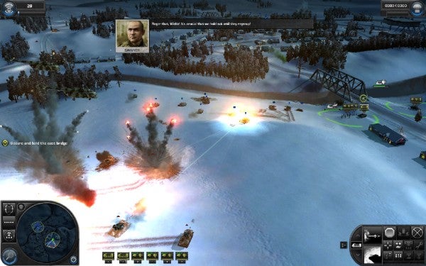 Screenshot of World in Conflict video game showing a battle scene.