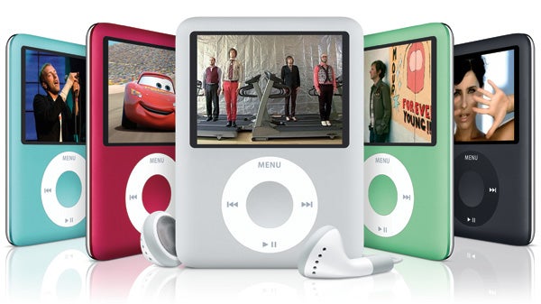 Apple iPod nano 8GB 3rd generation in various colors.