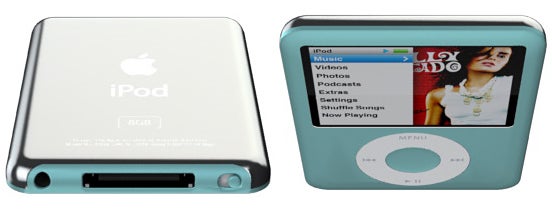 Apple iPod nano 8GB 3rd generation, front and back view.