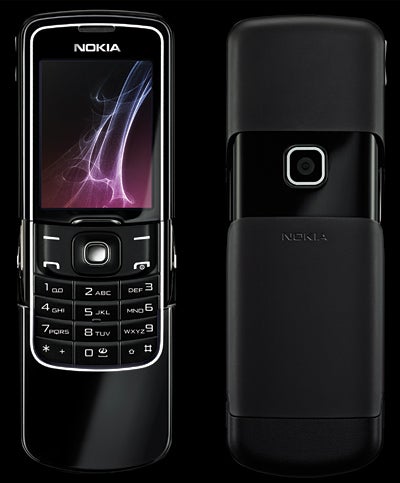 Nokia 8600 Luna phone front view and back view.