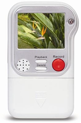 Busbi Video camera with playback screen showing flower.