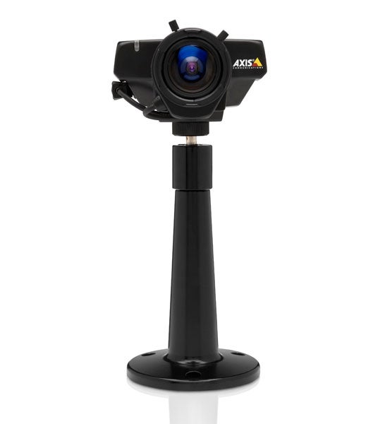 Axis 223M Network Camera on stand against white background.