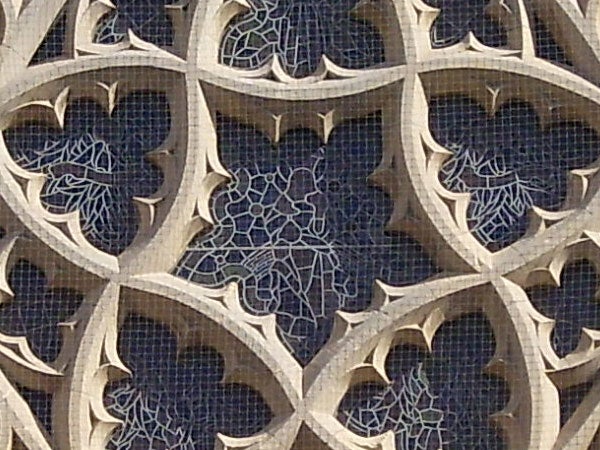 Detailed stone gothic window tracery pattern