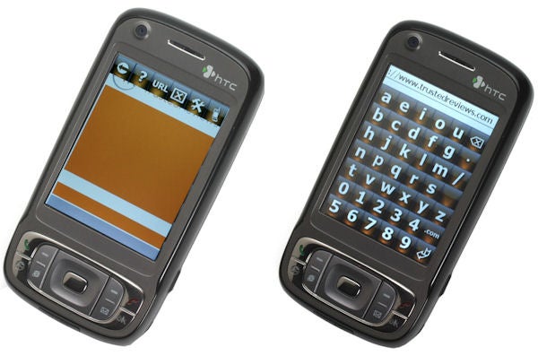 Two HTC smartphones displaying different screens.