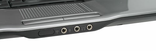 Close-up of HP Pavilion HDX9095EA notebook's audio ports.