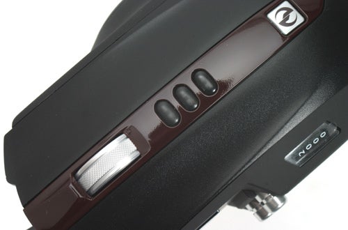 Close-up of Microsoft SideWinder Gaming Mouse with buttons and scroll wheel.
