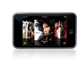 Apple iPod touch 16GB displaying music album covers.