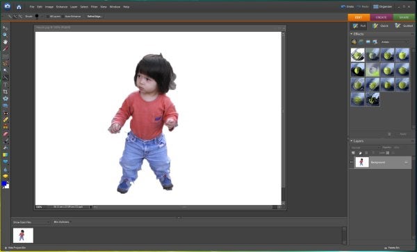Screenshot of Adobe Photoshop Elements 6 interface with a child's image.
