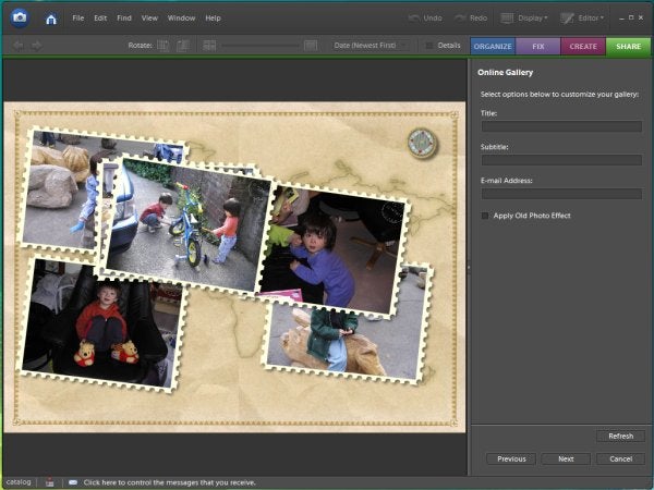 Screenshot of Adobe Photoshop Elements 6 interface with photo collage.