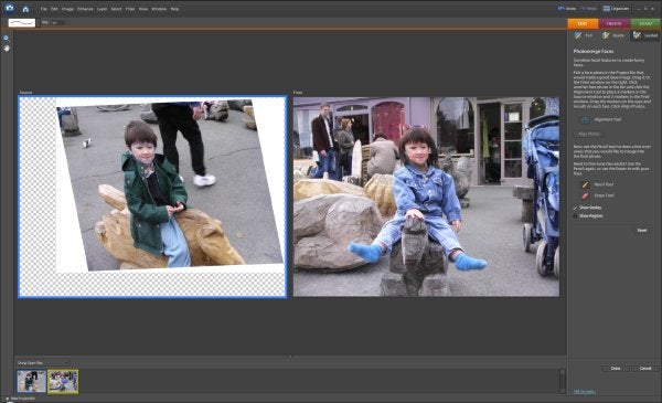 Screenshot of Adobe Photoshop Elements interface with photo editing.
