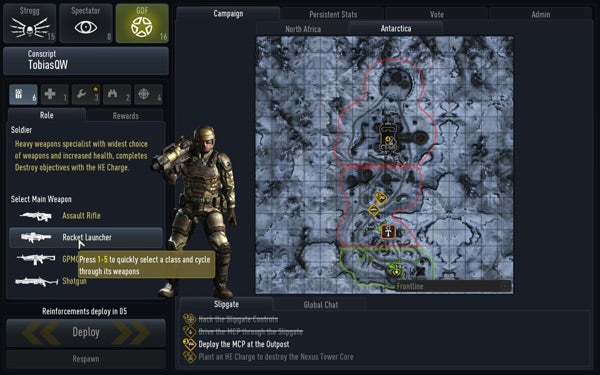 Screenshot of Enemy Territory: Quake Wars game interface