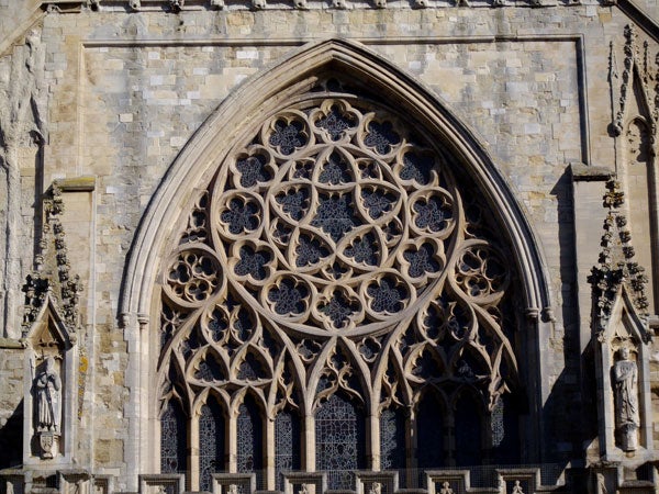 Gothic church window architecture detail.