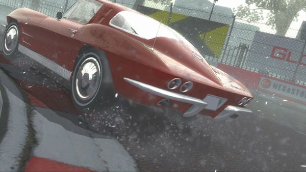 Red sports car racing in Project Gotham Racing 4 video game.