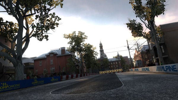 Project Gotham Racing 4 game screenshot showing urban race track.