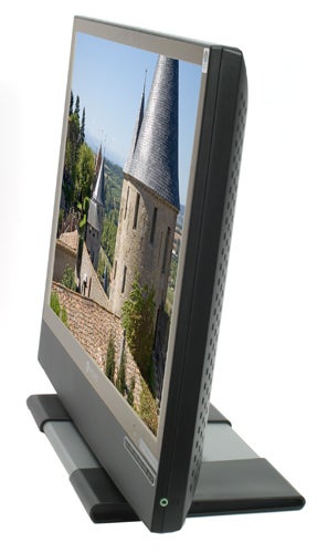AG Neovo E-W22 22-inch LCD Monitor on stand displaying scenery.